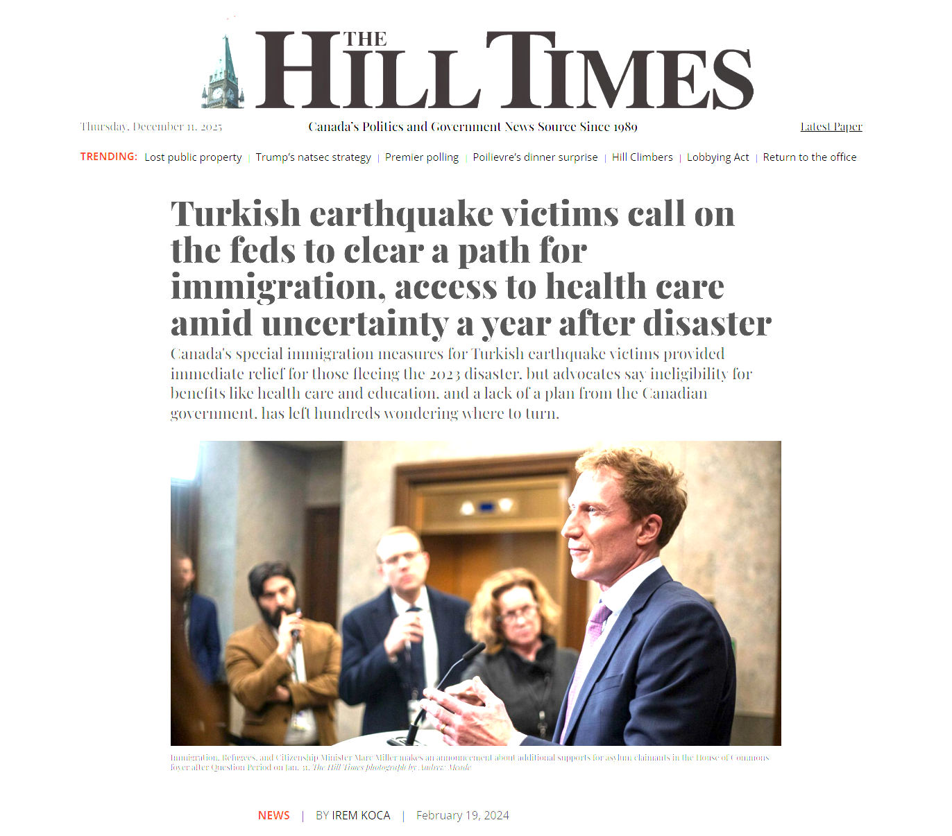 Turkish earthquake victims call on the feds to clear a path for immigration